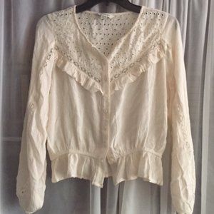 American Eagle Cream Button Blouse